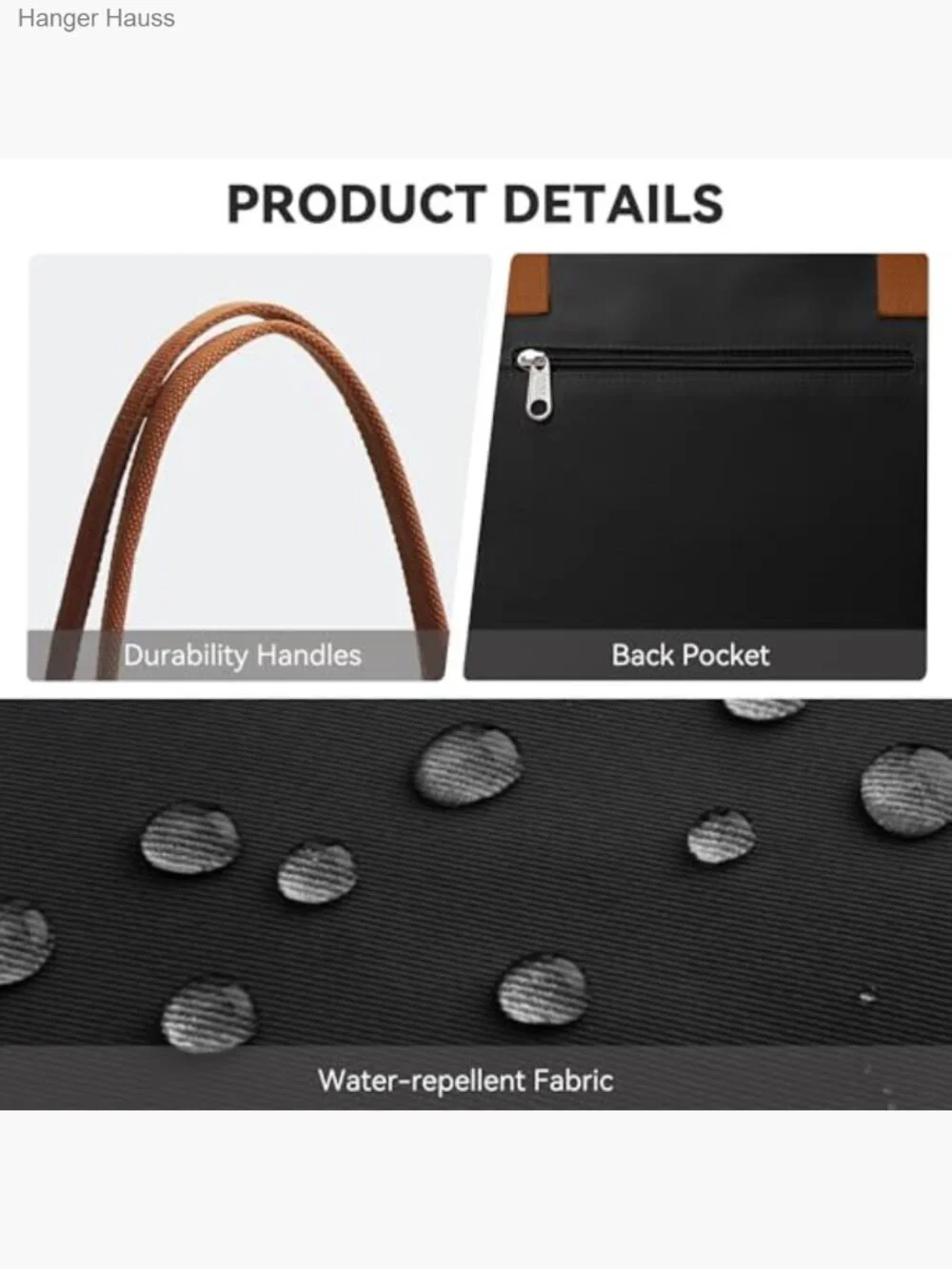 Nylon Tote Bag Large Capacity Shoulder Hobo with Zipper